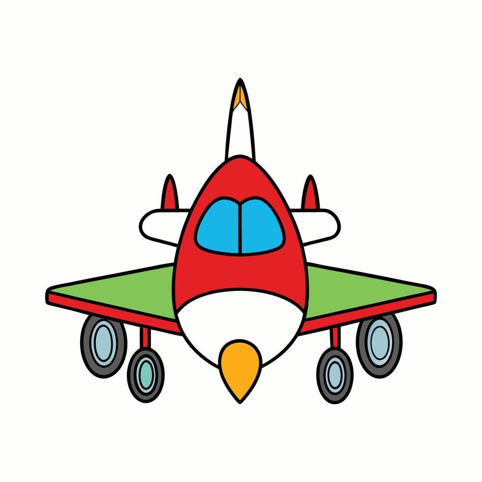 a cartoon airplane with a red nose and green eyes vector