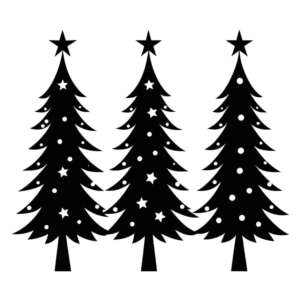 three christmas trees with stars on them vector