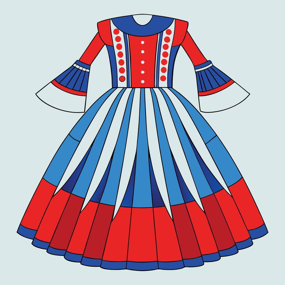 a dress with red, white and blue colors vector