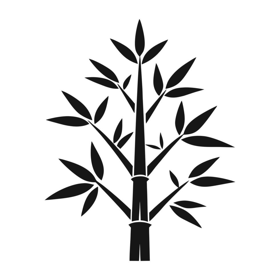 bamboo tree silhouette on white background vector