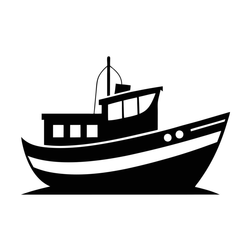 a black and white illustration of a boat vector