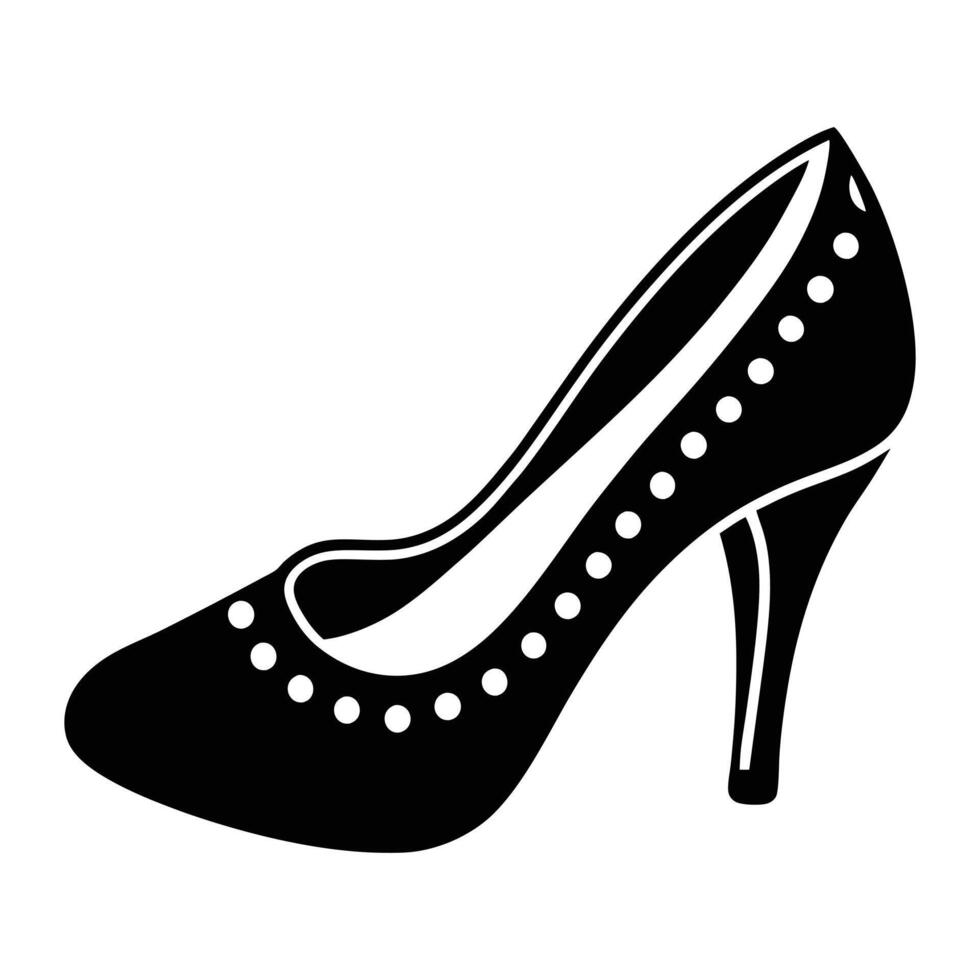 a black and white illustration of a high heel shoe vector