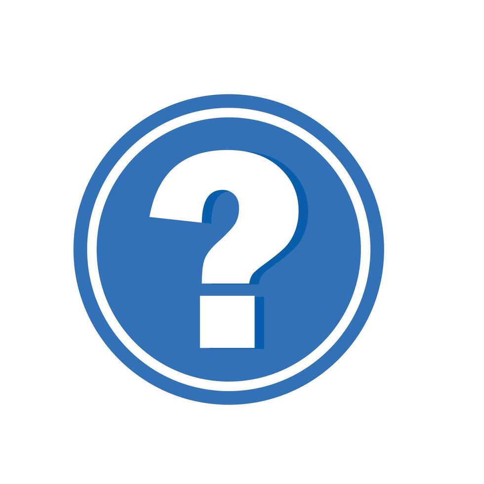 question mark symbol icon on a blue round background vector
