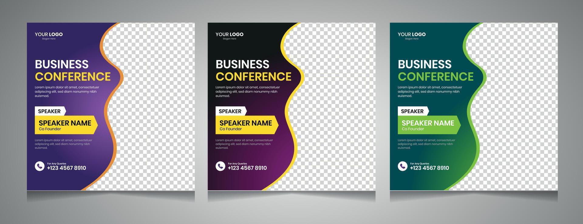 Business Conference Social Media Post Banner Design Template Corporate Business Square Marketing Creative Banner Ads vector