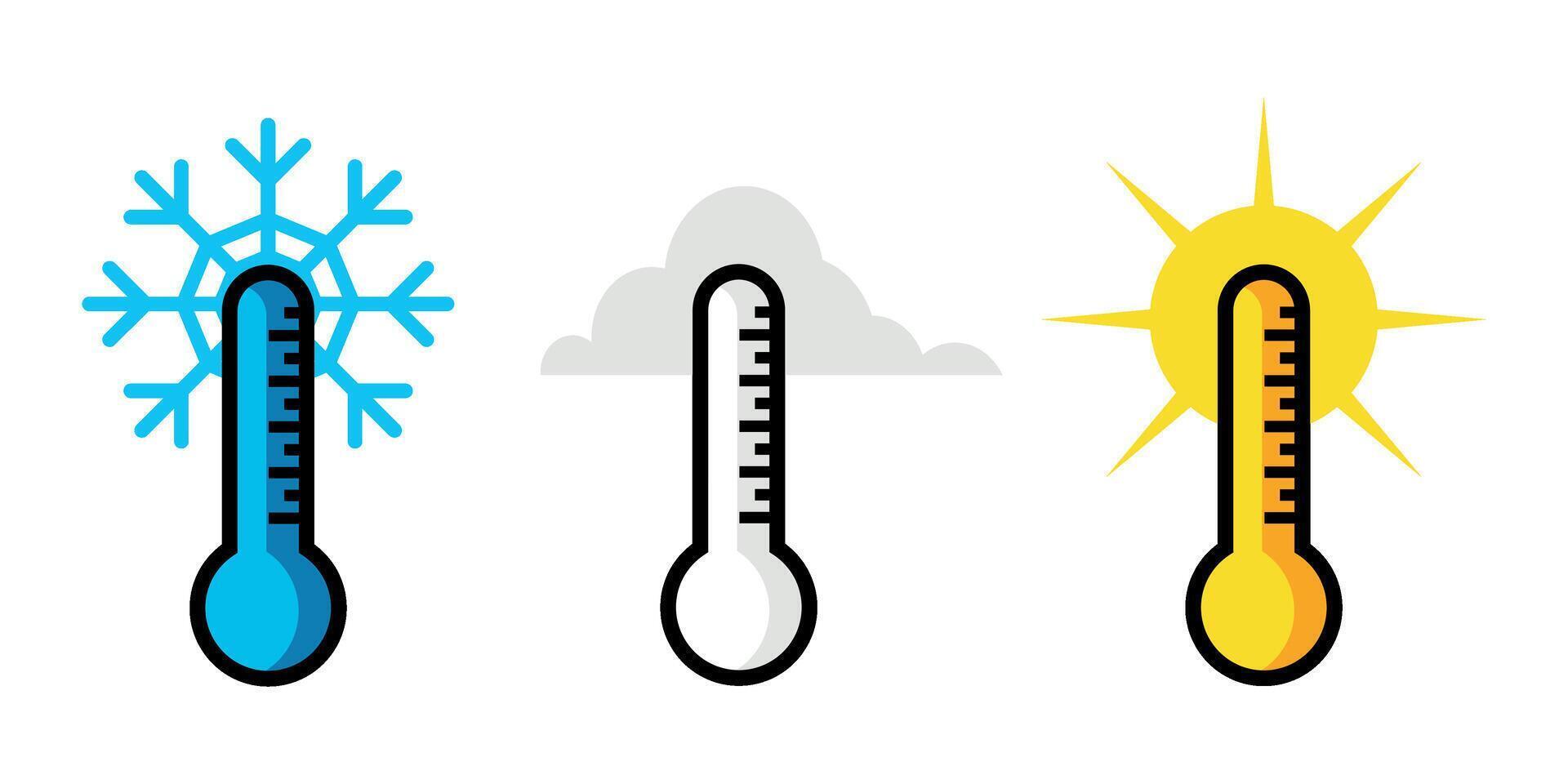 Thermometer icon with sun, snow and cloud signs vector