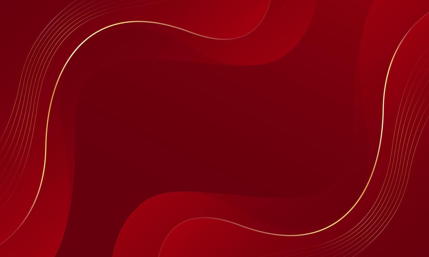 Red luxury background with gold lines. Abstract gradient wallpaper vector