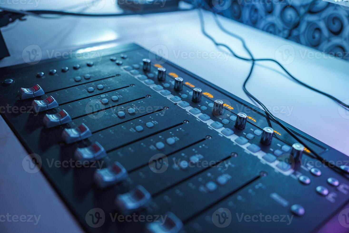 Professional Audio Mixing Console in Modern Recording Studio photo