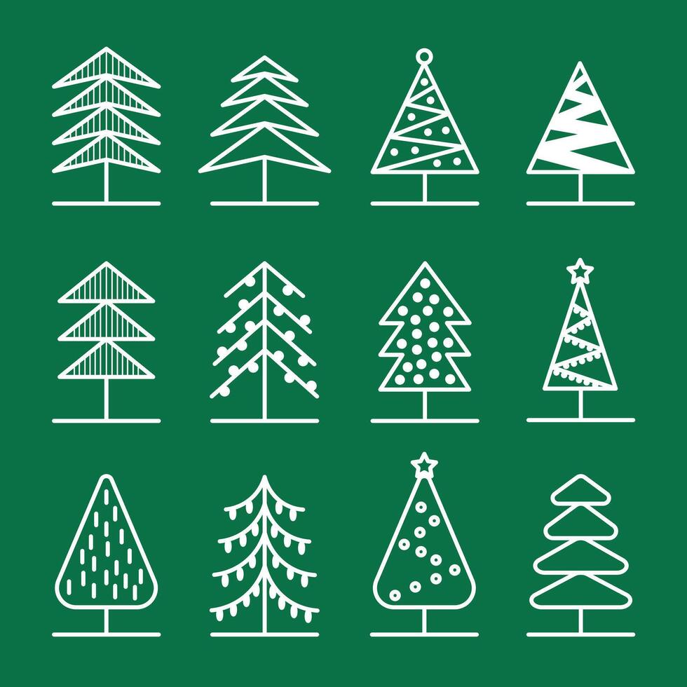 festive Christmas flat minimal abstract trees, editable organized and named layers vector