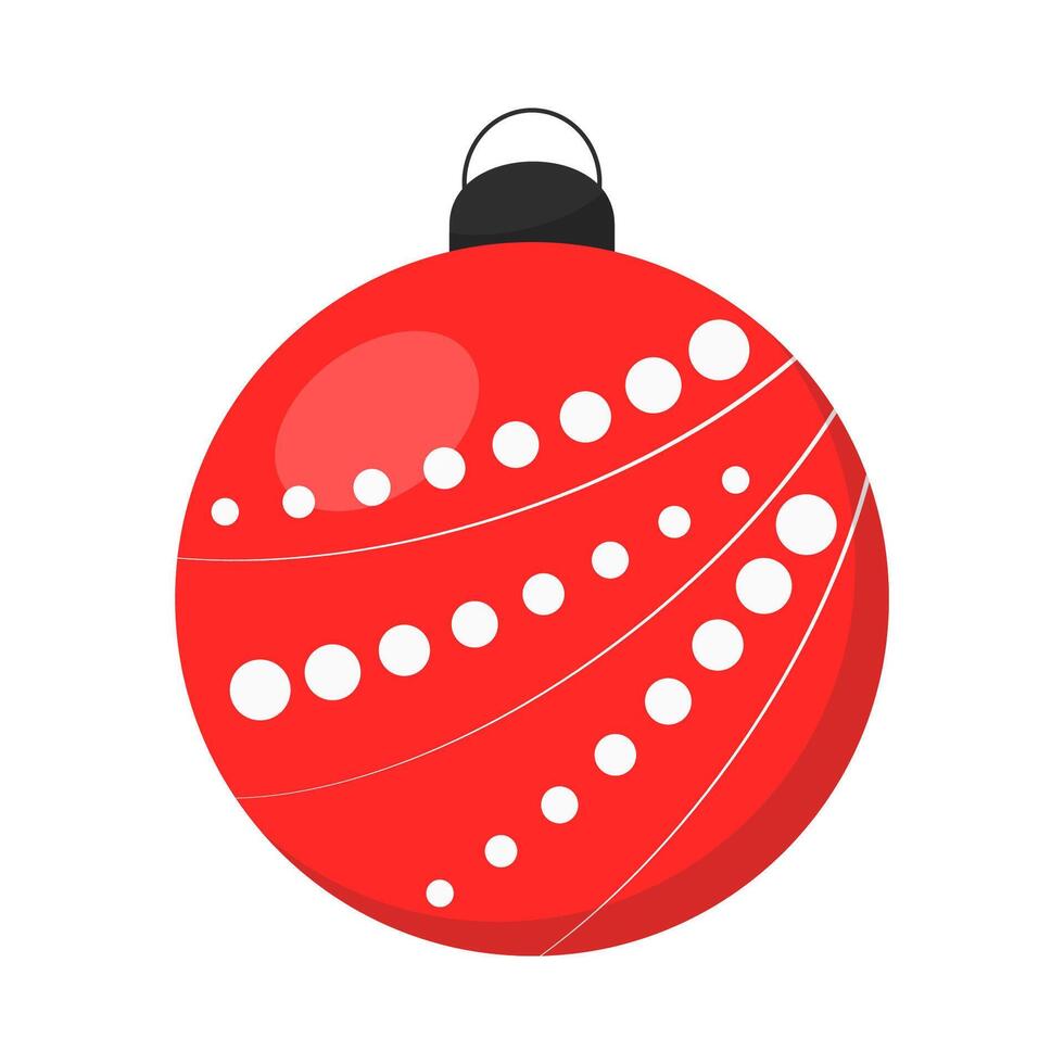 Christmas ball with polka dot pattern isolated on white background. Element for design, decor, sticker. vector