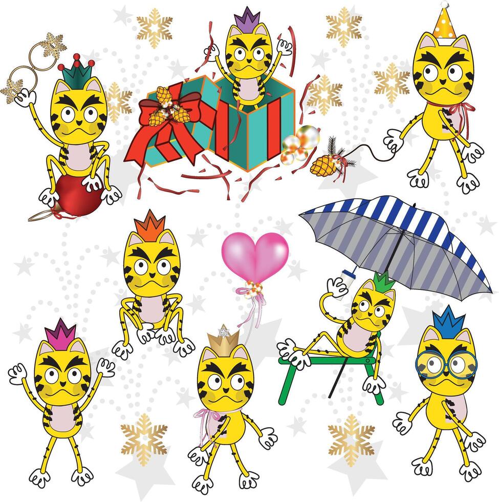 Funny Happy Yellow Tiger vector