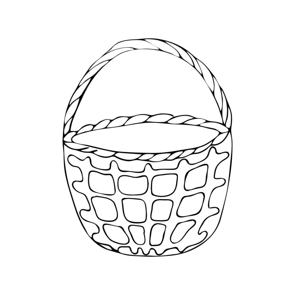 Shopping cart on isolated white background in doodle style. vector