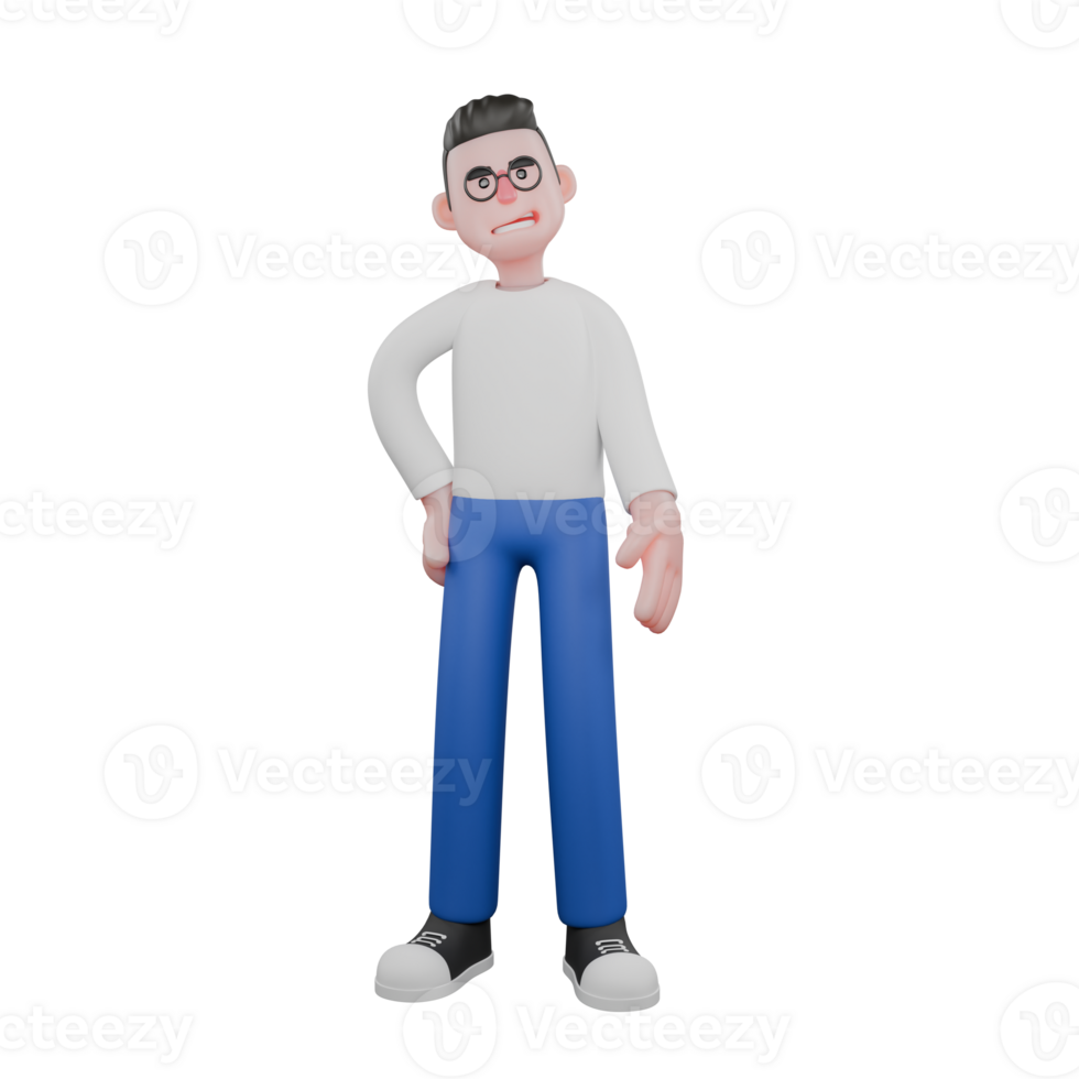 Professional Editing 3D Cartoon Model. A Male Editor stands with one hand on his hip, body slightly tilted, arrogant smile on his face . Illustration Design png