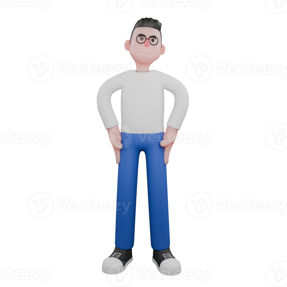 Cartoon Character 3D Model Editor Design. A Male Editor sits on a chair with one hand holding his chin, feet on a pile of money. Professional Model png