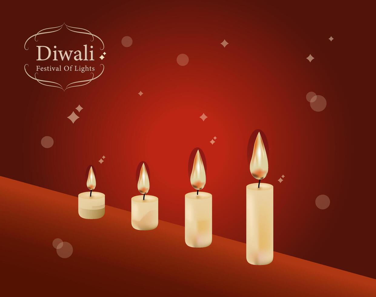 diwali candle light on decorate background vector