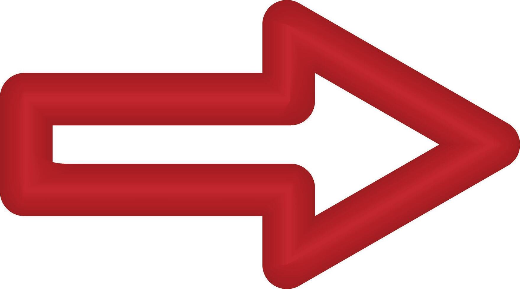 Arrow icon, long arrow, red arrow pointing right, long arrow of thick line, realistic 3d red arrow, illustration vector