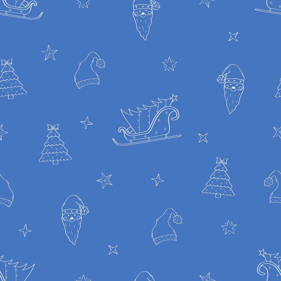Seamless pattern of Christmas doodle icons. Concept of New Year holiday. vector