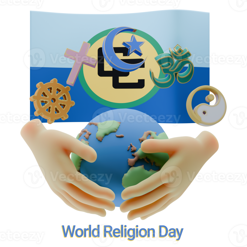 Lavish 3D renders of World Religion Day with Caribbean Community Flags png
