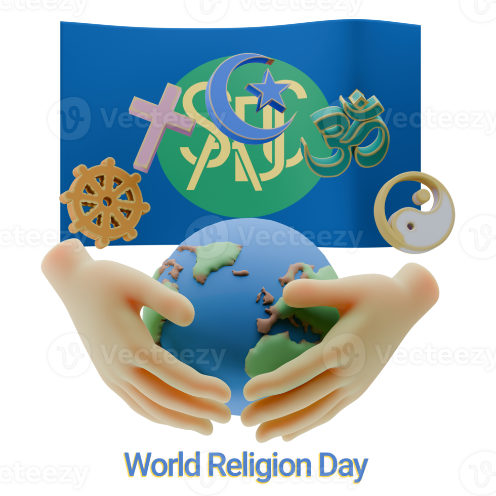 Untarnished 3D renders of World Religion Day with Southern African Development Community Flags png