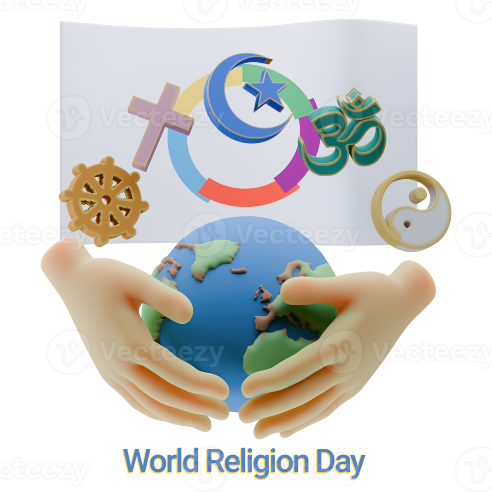 Tasteful 3D renders of World Religion Day with Organisation internationale de la Francophonie Flags png