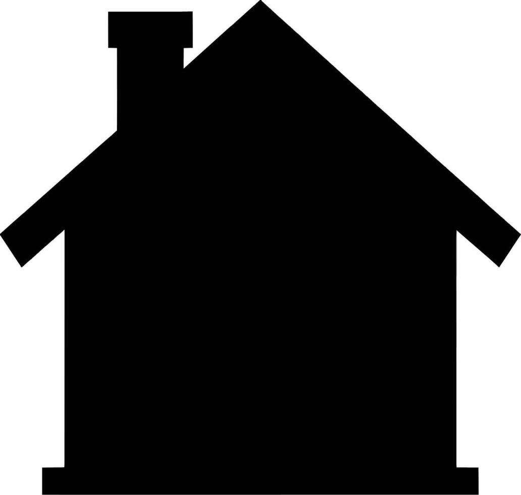 a black house logo silhouette with a chimney on the top vector