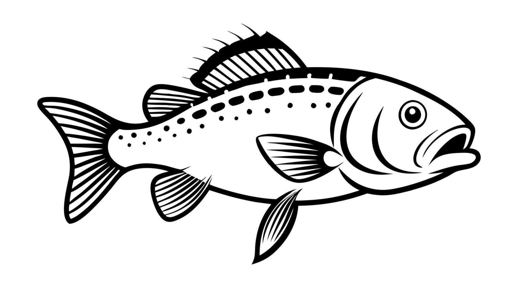 a fish is shown in black and white on a white background vector