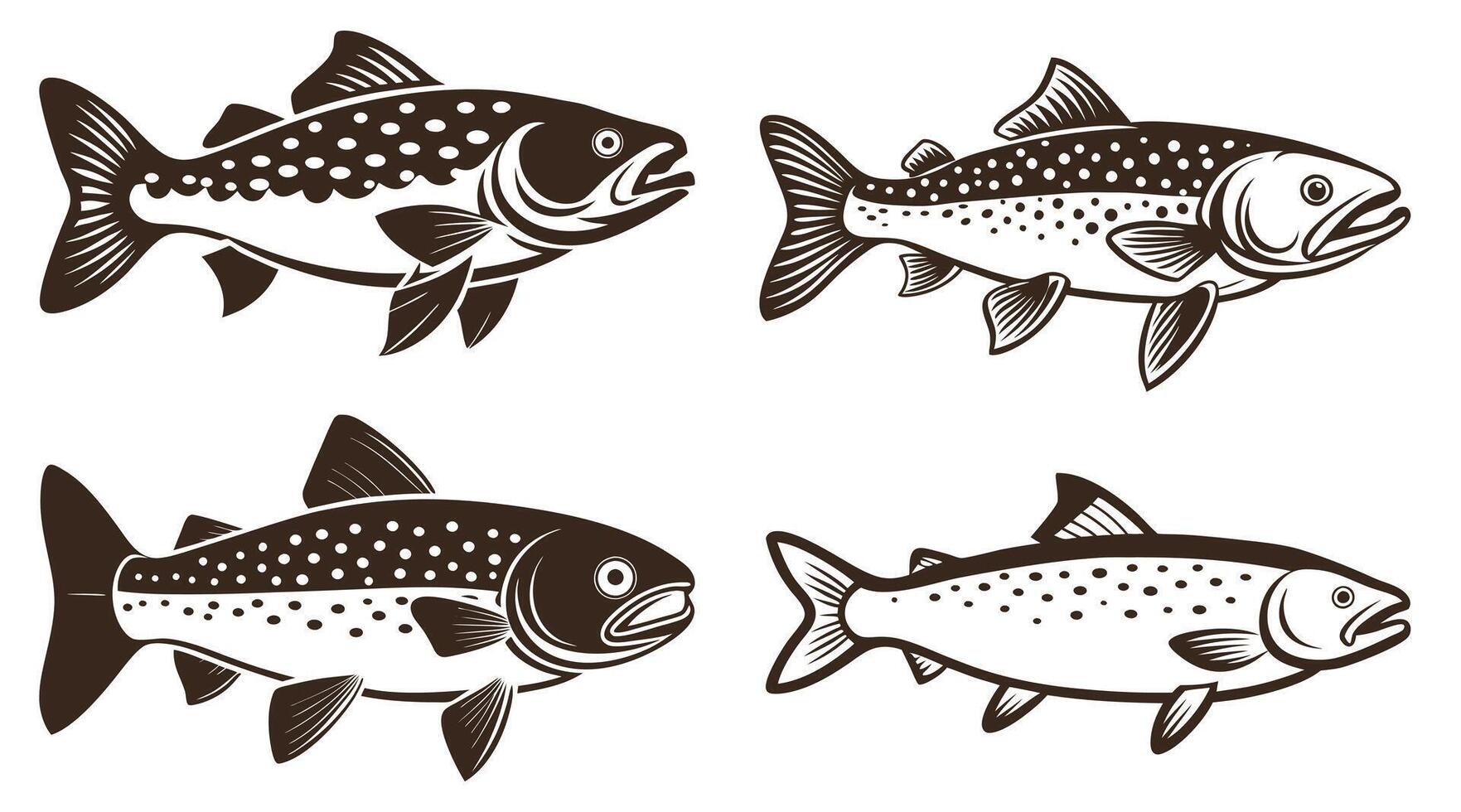 Set of Fish art and illustration, Fish icon and Fish Design vector