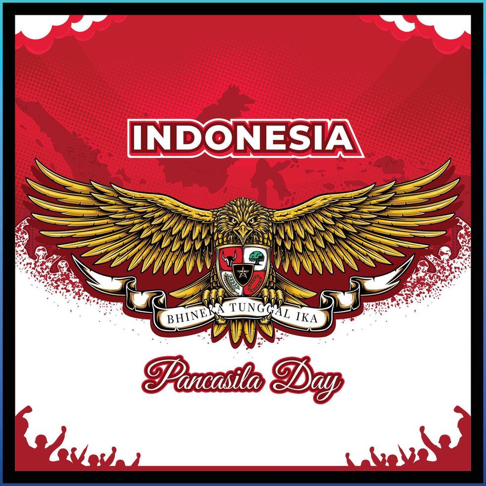 Indonesia pancasila day with illustration of indonesia symbol garuda vector