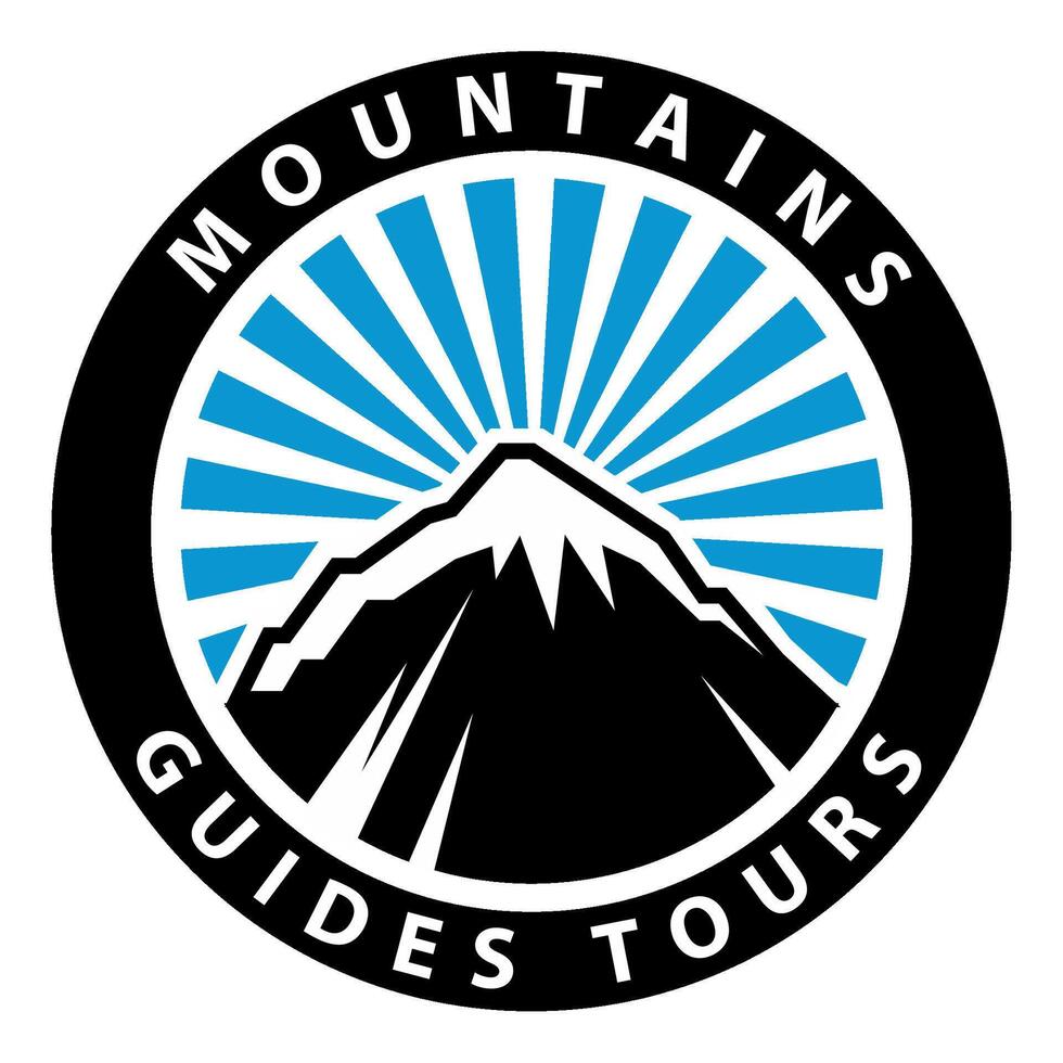 Mountain peak summit logo design. Outdoor hiking adventure icon set. Alpine wilderness travel symbol. illustration. vector