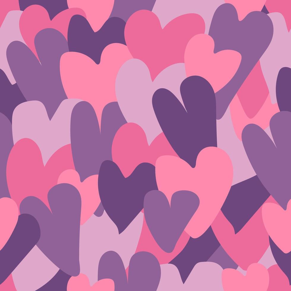 Valentine background with pink and purple hearts in a seamless pattern. Valentine's day concept. Wrapping Paper. vector