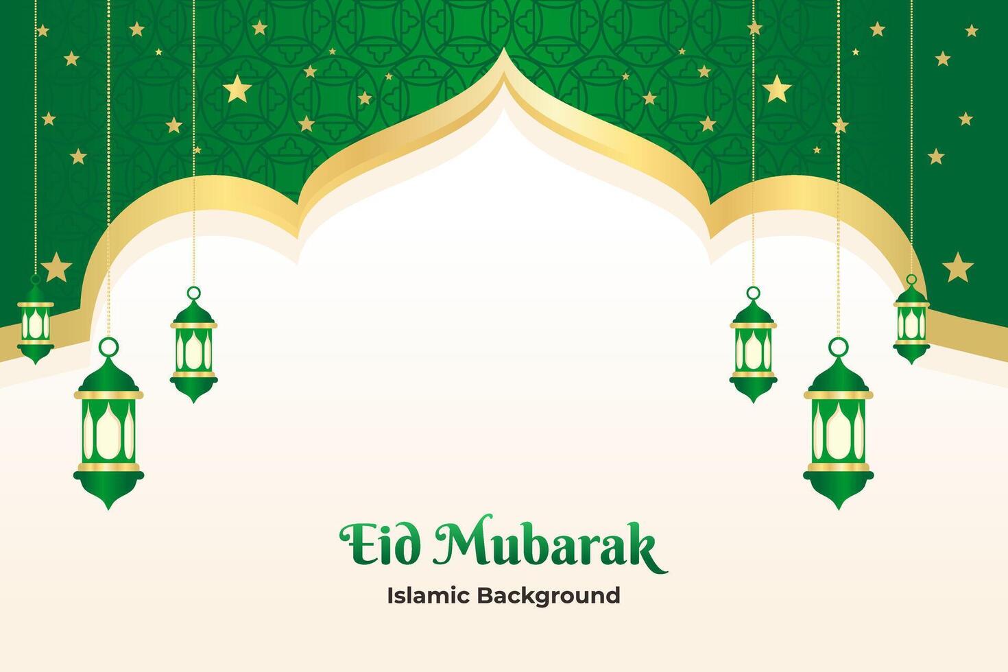 Elegant Green and Gold Eid Mubarak Background. mosque frame border vector