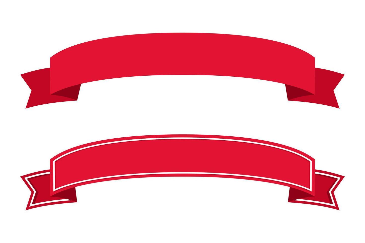 Set of two decorative red ribbon banners isolated on white vector