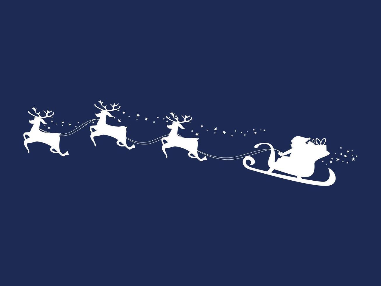 Santa Claus with sled and reindeers vector