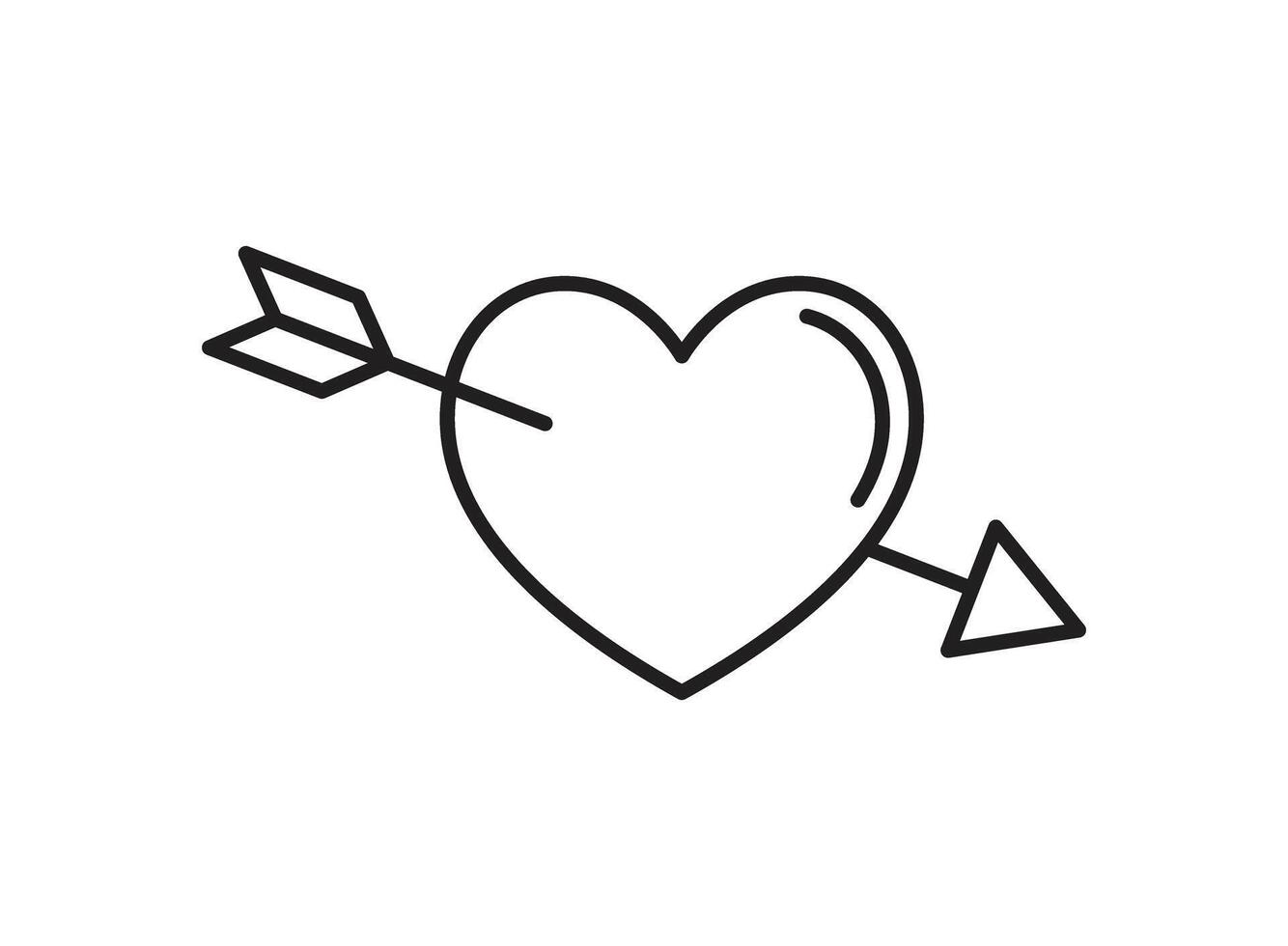 Heart with arrow icon in flat style. Valentines day illustration on isolated background. Amour sign business concept. vector