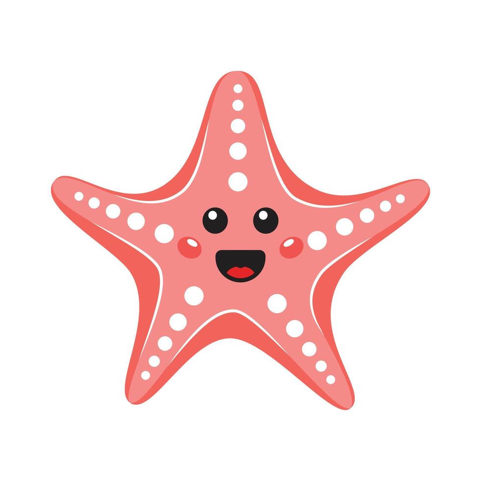 Cute smiling starfish icon in flat style. Sea stars illustration on isolated background. Sea animal sign business concept. vector