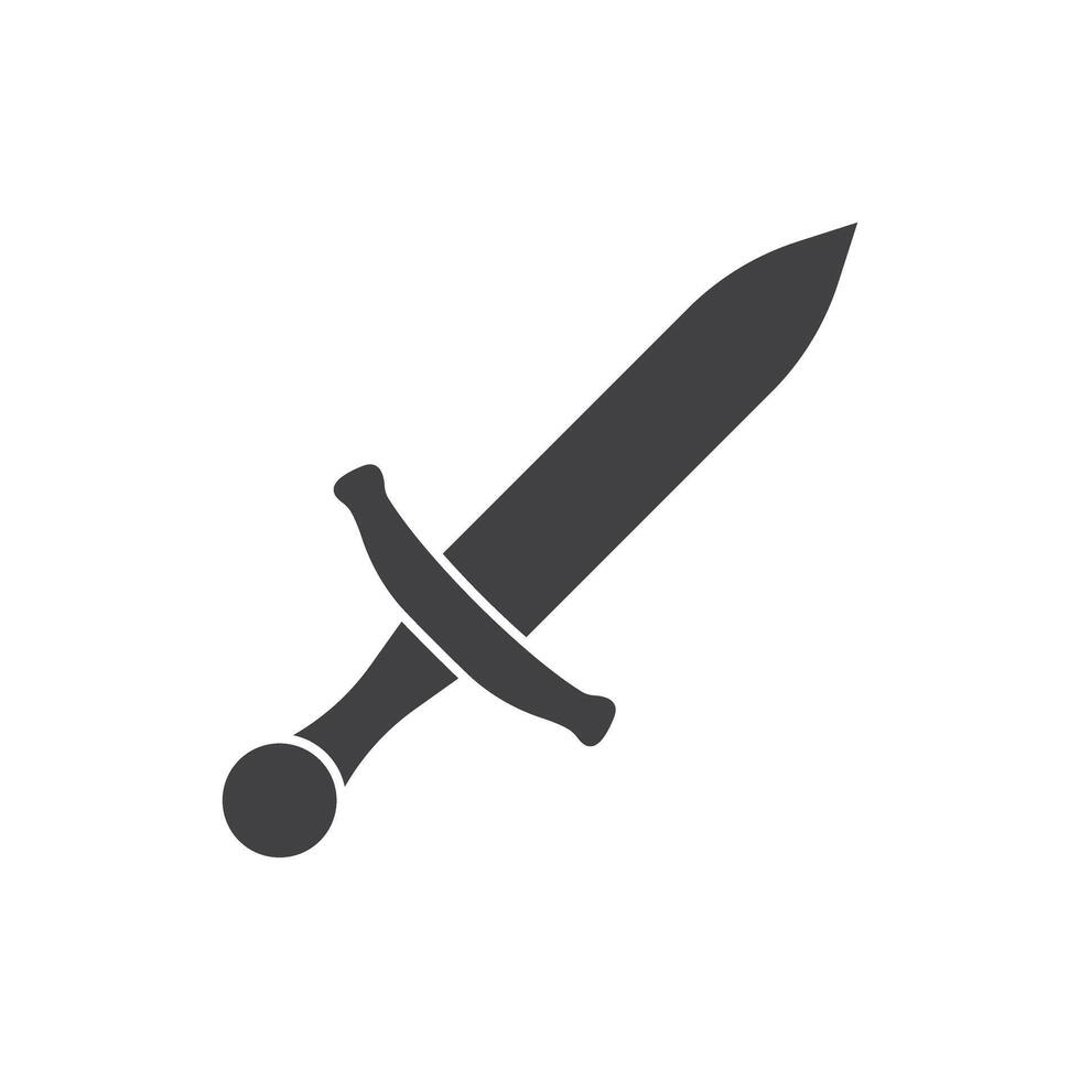 Old medieval sword icon in flat style. Weapon illustration on isolated background. Razor blade sign business concept. vector