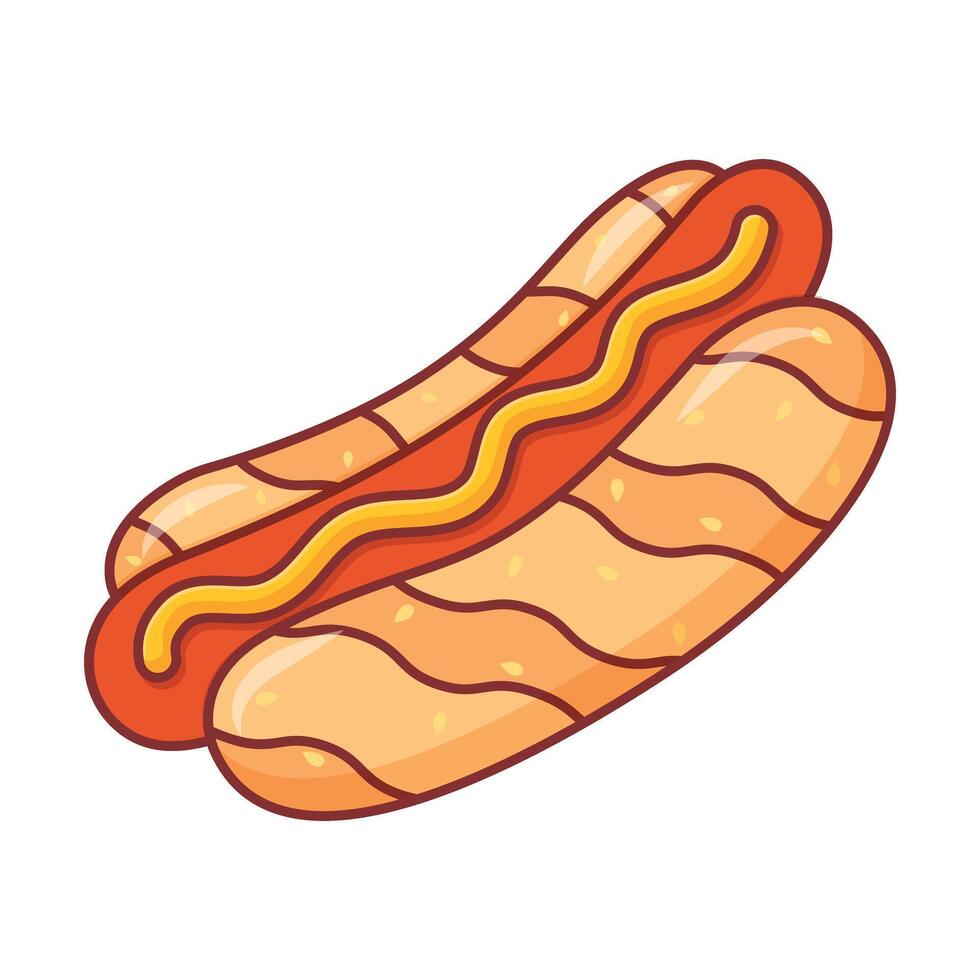 Hotdog icon in flat style. Hot dog fastfood illustration on isolated background. Bun with sausage sign business concept. vector