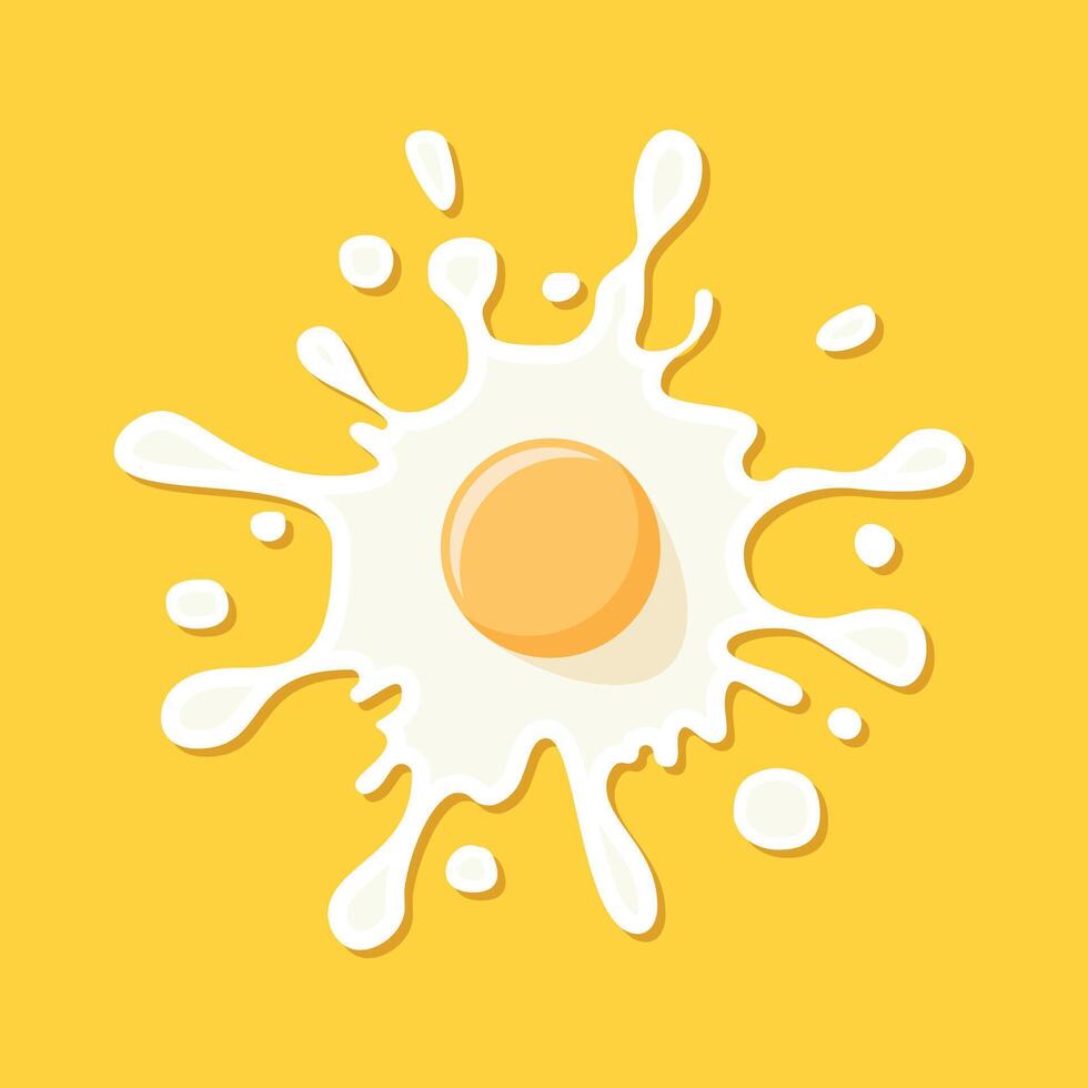 Fried egg splash icon in flat style. Protein omelet illustration on isolated background. Scrambled breakfast sign business concept. vector