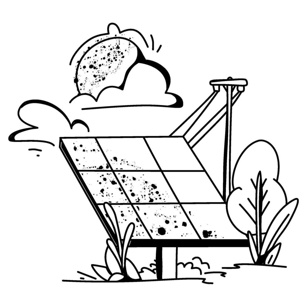 Flat illustration of a technician installing solar panels, perfect for renewable energy, sustainability, and green technology themes vector
