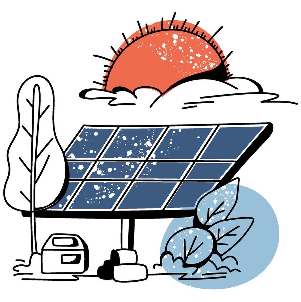 solar panel installation, great for promoting sustainable energy vector
