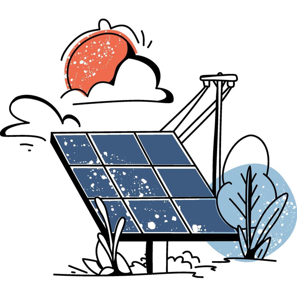 professionals installing solar panels, ideal for illustrating clean energy projects and sustainability concepts vector