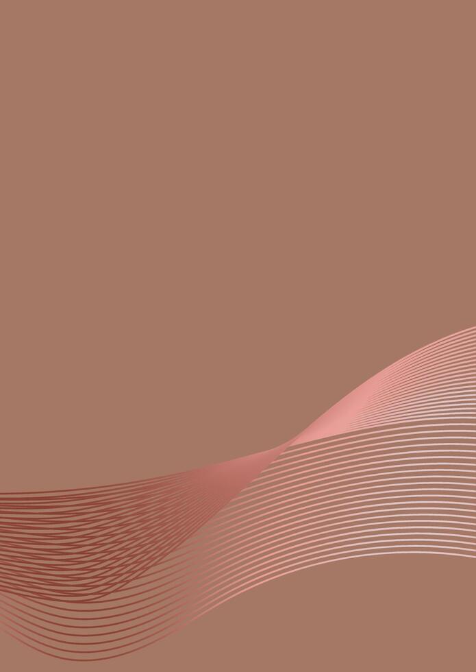 Abstract background in trendy color 2025 Mocha Mousse. Wavy lines. Vertical format in saze A4, A5. vector