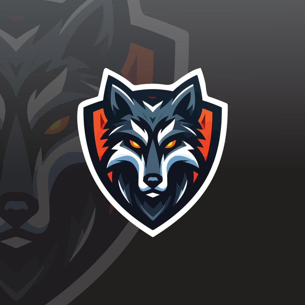 e-sport logo featuring a stylized wolf head vector