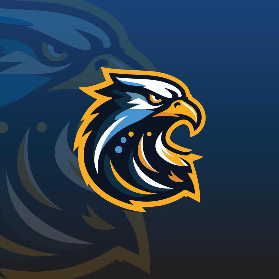flat e-sport logo with a hawk or eagle head vector