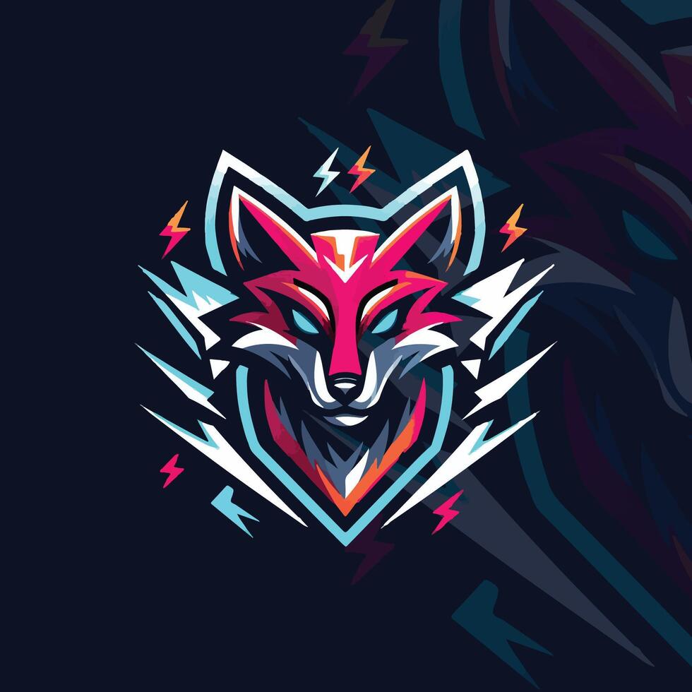 flat e-sport logo with a lightning-inspired fox head vector