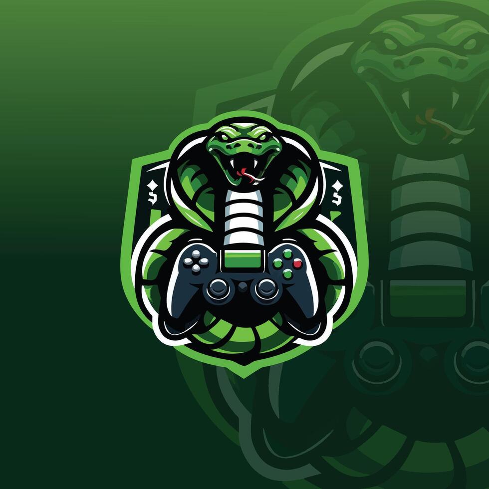 flat e-sport logo with a serpent wrapped around a game controller vector