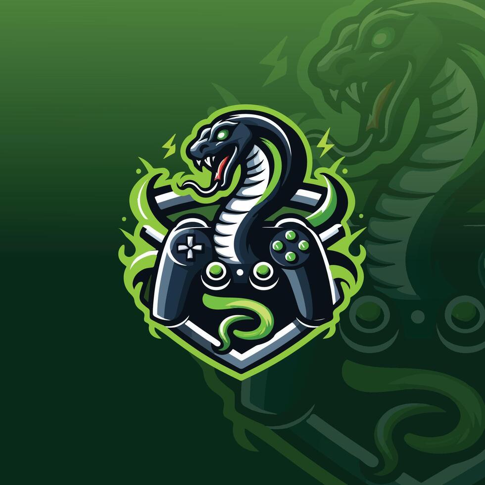 flat e-sport logo with a serpent wrapped around a game controller vector