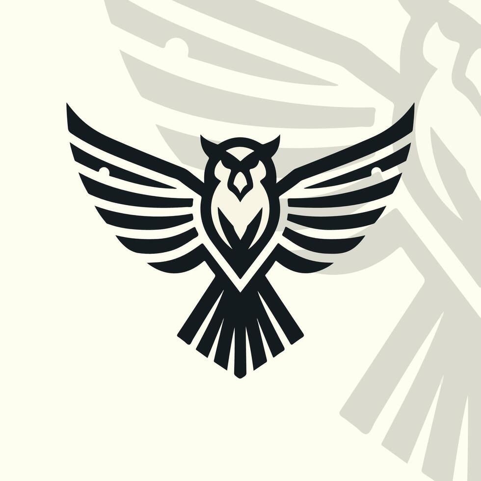 flat logo featuring a stylized falcon with outstretched wings vector