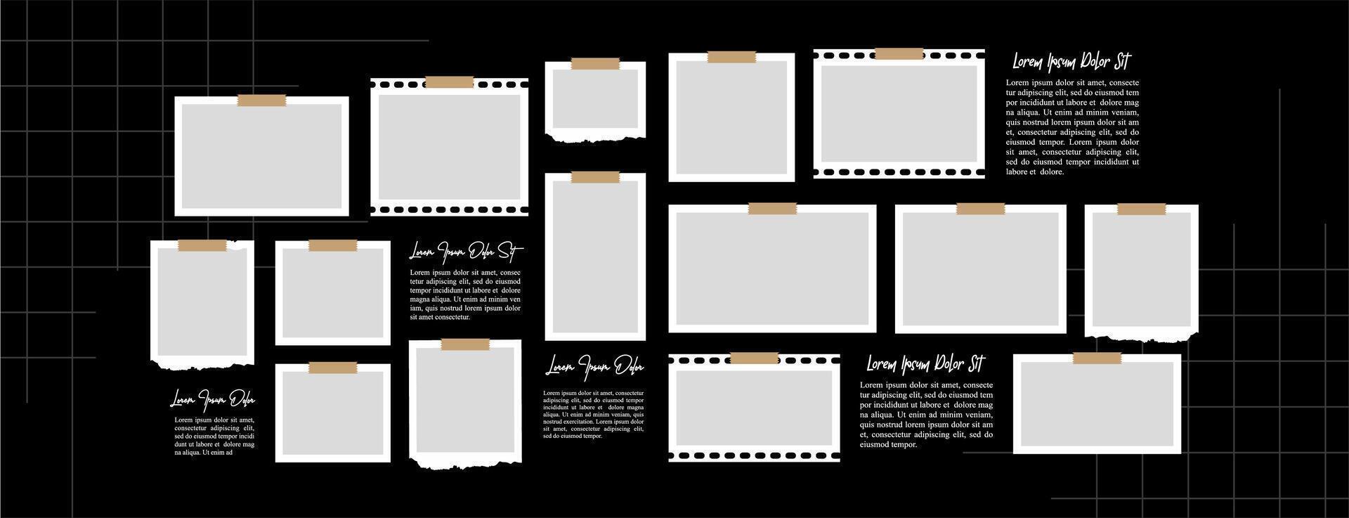 Collage photo effect with text template vector