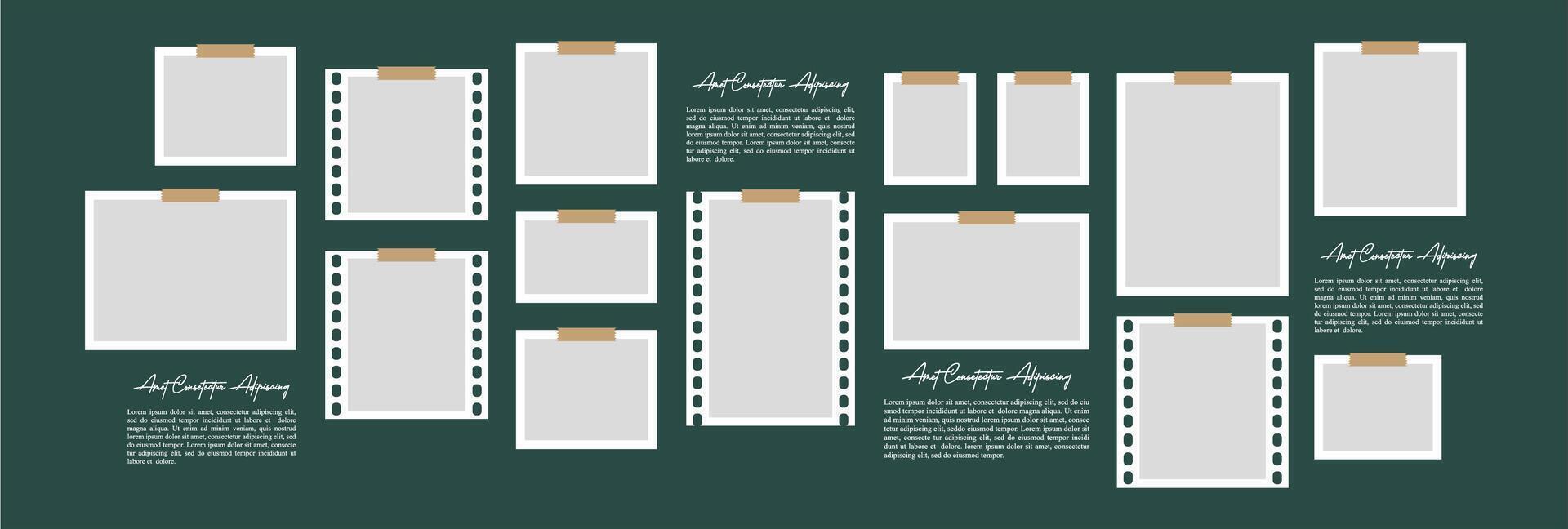 photo frames on light background Pile of photo vector