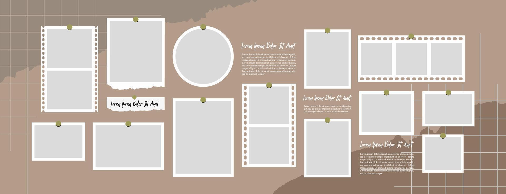 Collage grid photo effect template design vector